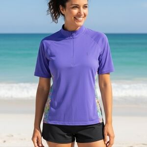 NWT Coolibar UPF 50+ Purple Paisley Sun Shirt Large Rash New With Tags!‎ Modest